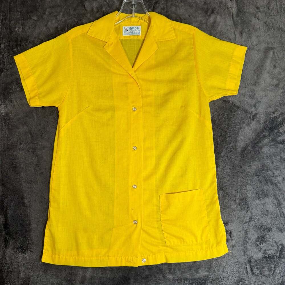 Vintage 60s Hilton Yellow Bowling Shirt Size 30 Made in USA Fits Women’s Small
